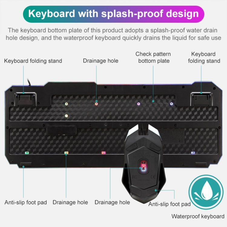 SHIPADOO D620 104-key Wired RGB Color Cracked Backlight Gaming Keyboard Mouse Kit for Laptop, PC - Wired Keyboard by SHIPADOO | Online Shopping South Africa | PMC Jewellery | Buy Now Pay Later Mobicred