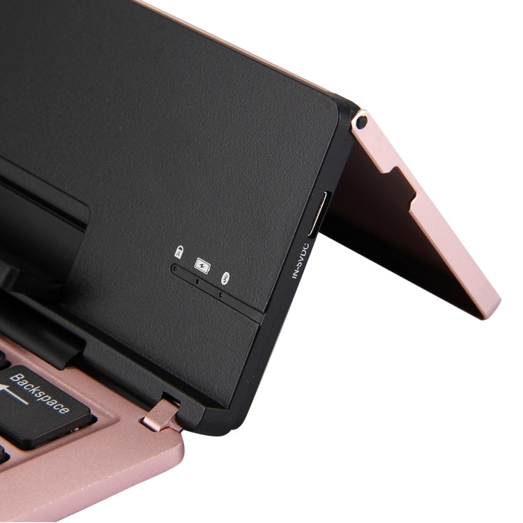 F18 Ultra-slim Rechargeable Foldable 58 Keys Bluetooth Wireless Keyboard with Holder(Rose Gold) - Wireless Keyboard by PMC Jewellery | Online Shopping South Africa | PMC Jewellery | Buy Now Pay Later Mobicred
