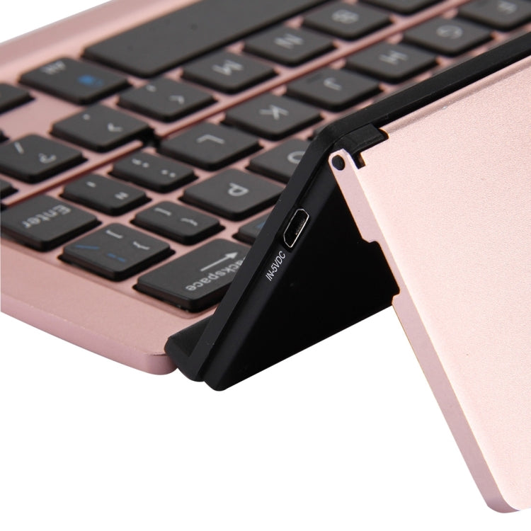 F18 Ultra-slim Rechargeable Foldable 58 Keys Bluetooth Wireless Keyboard with Holder(Rose Gold) - Wireless Keyboard by PMC Jewellery | Online Shopping South Africa | PMC Jewellery | Buy Now Pay Later Mobicred