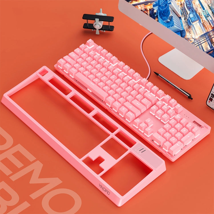 YINDIAO K300 USB Detachable Panel Mechanical Lighting Blue Shaft Gaming Wired Keyboard (Pink) - free shipping - PMC Jewellery - Order now!