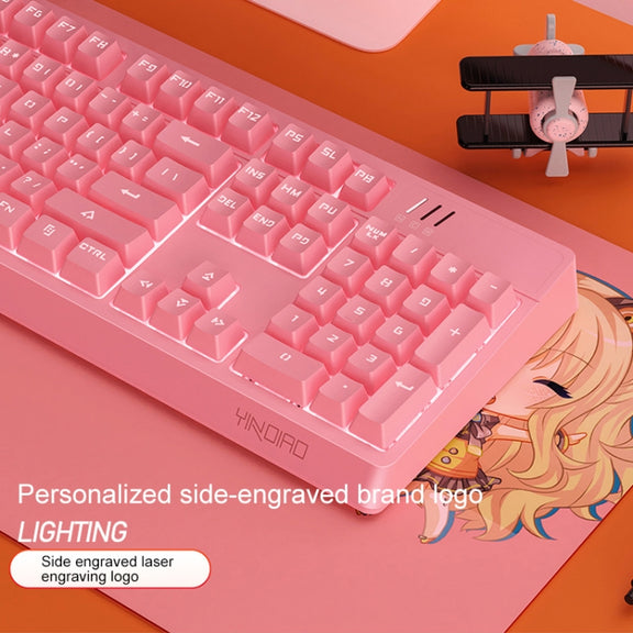 YINDIAO K300 USB Detachable Panel Mechanical Lighting Blue Shaft Gaming Wired Keyboard (Pink)