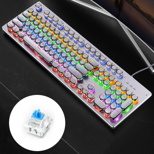 YINDIAO Electroplating Punk Mixed Light USB Mechanical Gaming Wired Keyboard, Blue Shaft (White) - free shipping - PMC Jewellery - Order now!