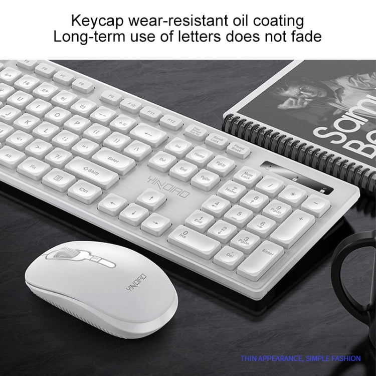 YINDIAO V3 Max Business Office Silent Wireless Keyboard Mouse Set (White)
