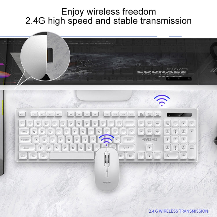 YINDIAO V3 Max Business Office Silent Wireless Keyboard Mouse Set (White)