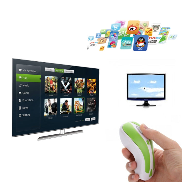 PR-01 6D Gyroscope Fly Air Mouse 2.4G USB Receiver 1600 DPI Wireless Optical Mouse for Computer PC Android Smart TV Box (Green + White) - Wireless Mice by PMC Jewellery | Online Shopping South Africa | PMC Jewellery | Buy Now Pay Later Mobicred