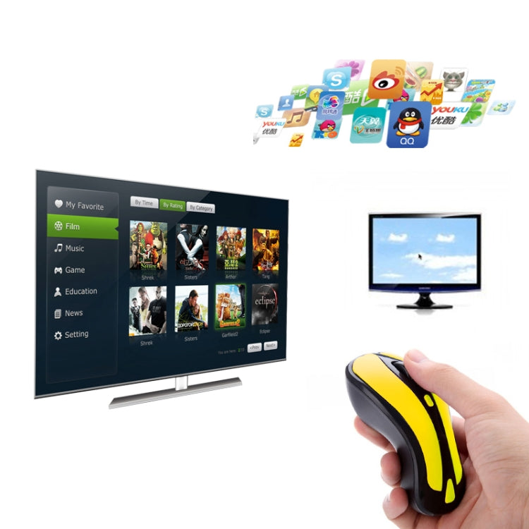PR-01 6D Gyroscope Fly Air Mouse 2.4G USB Receiver 1600 DPI Wireless Optical Mouse for Computer PC Android Smart TV Box (Yellow + Black) - Wireless Mice by PMC Jewellery | Online Shopping South Africa | PMC Jewellery | Buy Now Pay Later Mobicred