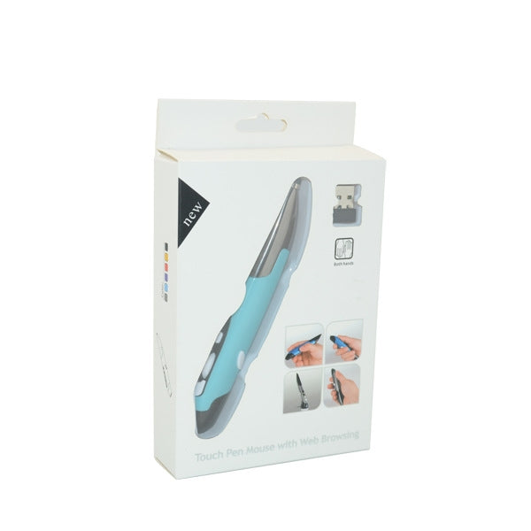 PR-03 2.4G USB Receiver Adjustable 1600 DPI Wireless Optical Pen Mouse for Computer PC Laptop Drawing Teaching (Blue)