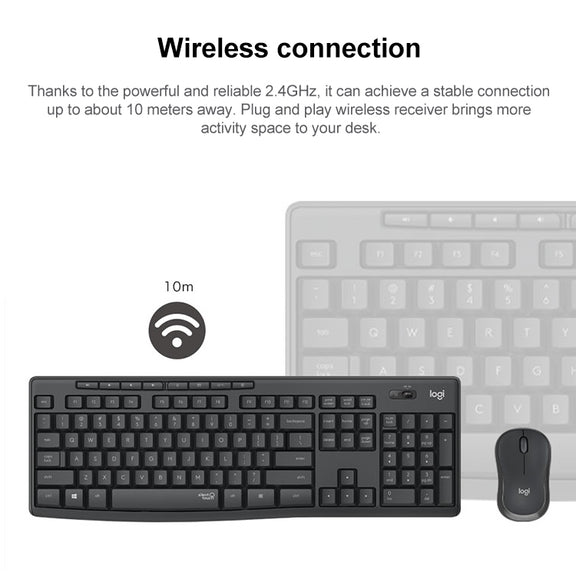 Logitech MK295 USB Wireless Silence Keyboard Mouse Set (Black)