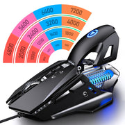 YINDIAO G10 7200DPI 7-modes Adjustable 7-keys RGB Light Wired Metal Mechanical Hard Core Macro Mouse, Style: Audio Version(Silver)