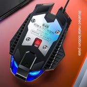 YINDIAO G10 7200DPI 7-modes Adjustable 7-keys RGB Light Wired Metal Mechanical Hard Core Macro Mouse, Style: Audio Version(Silver)