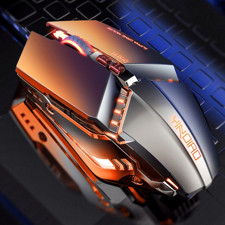 YINDIAO 3200DPI 4-modes Adjustable 7-keys RGB Light Wired Metal Mechanical Hard Core Macro Mouse, Style: Silent Version (Grey) - free shipping - PMC Jewellery - Order now!