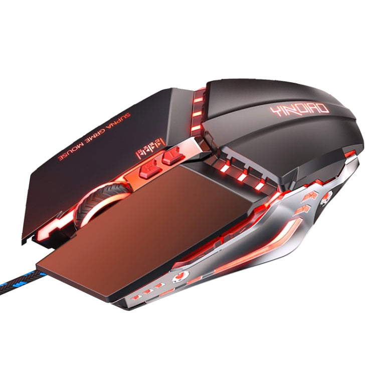 YINDIAO 3200DPI 4-modes Adjustable 7-keys RGB Light Wired Metal Mechanical Hard Core Macro Mouse, Style: Silent Version (Grey) - free shipping - PMC Jewellery - Order now!
