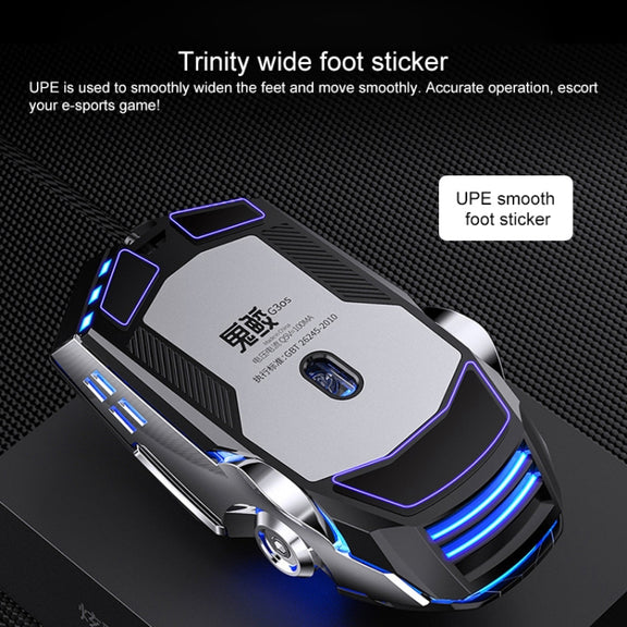 YINDIAO 3200DPI 4-modes Adjustable 7-keys RGB Light Wired Gaming Mechanical Mouse, Style: Silent Version(Black)
