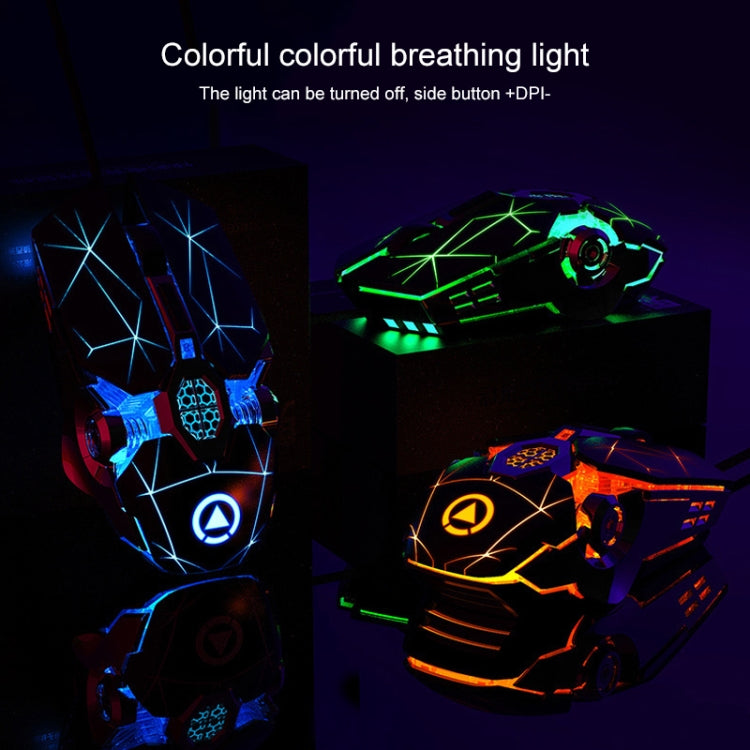 YINDIAO 3200DPI 4-modes Adjustable 7-keys RGB Light Wired Gaming Mechanical Mouse, Style: Silent Version(Black)