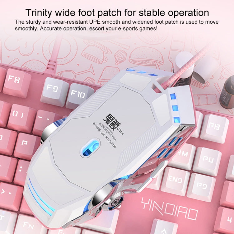 YINDIAO 3200DPI 4-modes Adjustable 7-keys RGB Light Wired Gaming Mechanical Mouse, Style: Audio Version (Pink) - Wired Mice by YINDIAO | Online Shopping South Africa | PMC Jewellery | Buy Now Pay Later Mobicred