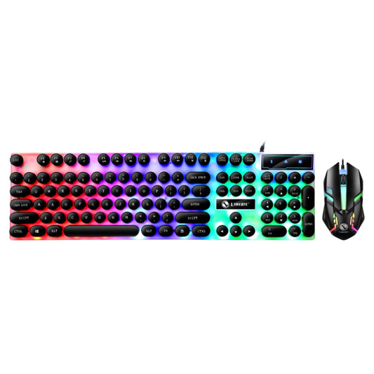 TX300 Mechanical Feel Backlight Punk Wired Keyboard Mouse Set (Black) - free shipping - PMC Jewellery - Order now!