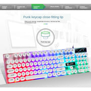 TX300 Mechanical Feel Backlight Punk Wired Keyboard Mouse Set (White)