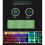 TX300 Mechanical Feel Backlight Punk Wired Keyboard Mouse Set (White)