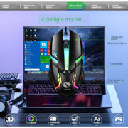 TX300 Mechanical Feel Backlight Punk Wired Keyboard Mouse Set (White)