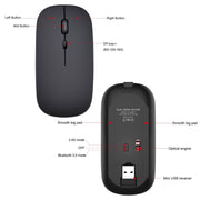 HXSJ M90 2.4GHz Ultrathin Mute Rechargeable Dual Mode Wireless Bluetooth Notebook PC Mouse (Rose Gold)