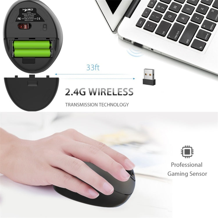 HXSJ T33 2.4GHz Ergonomic Optical Wireless Notebook PC Mouse (Black) - free shipping - PMC Jewellery - Order now!
