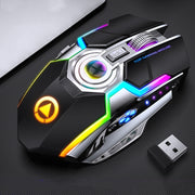 YINDIAO A5 2.4GHz 1600DPI 3-modes Adjustable Rechargeable RGB Light Wireless Silent Gaming Mouse (Black)