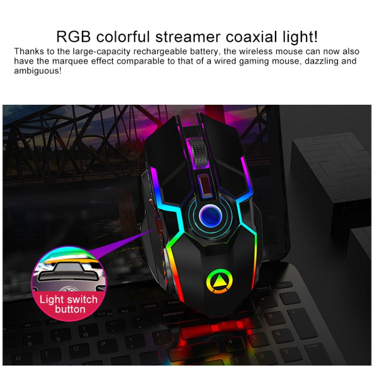 YINDIAO A5 2.4GHz 1600DPI 3-modes Adjustable Rechargeable RGB Light Wireless Silent Gaming Mouse (Black) - free shipping - PMC Jewellery - Order now!