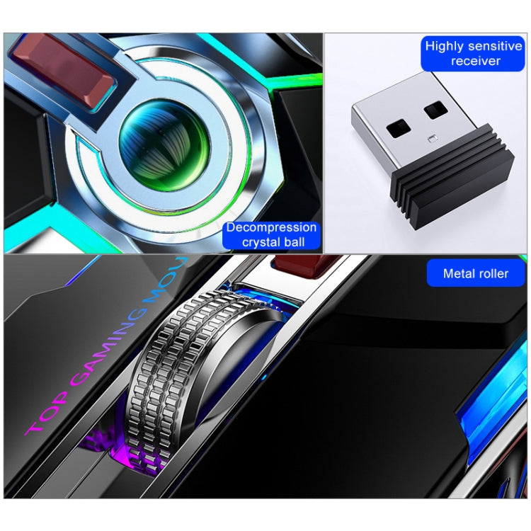 YINDIAO A5 2.4GHz 1600DPI 3-modes Adjustable Rechargeable RGB Light Wireless Silent Gaming Mouse (Black) - free shipping - PMC Jewellery - Order now!