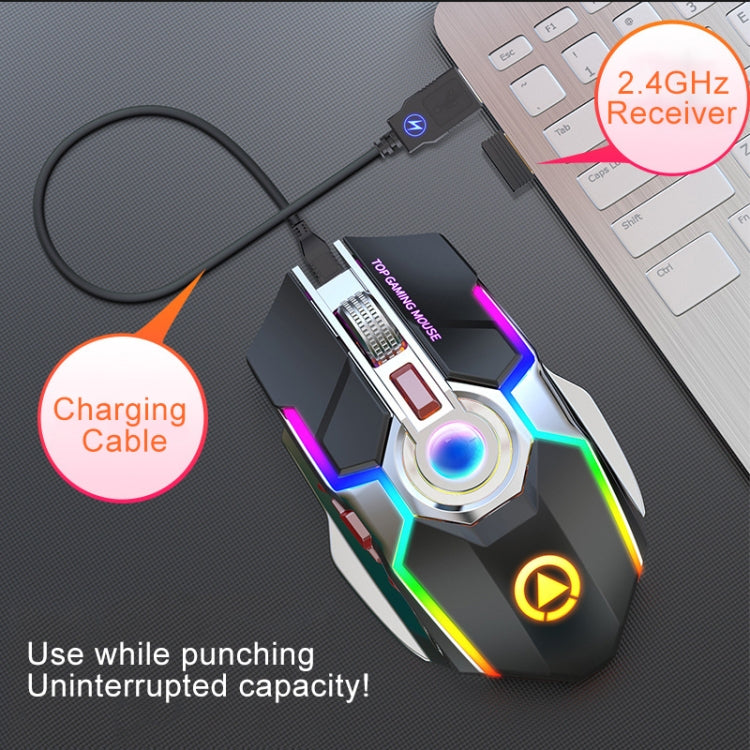 YINDIAO A5 2.4GHz 1600DPI 3-modes Adjustable Rechargeable RGB Light Wireless Silent Gaming Mouse (Black) - free shipping - PMC Jewellery - Order now!