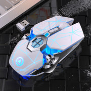 YINDIAO A7 2.4GHz 1600DPI 3-modes Adjustable 7-keys Rechargeable RGB Light Wireless Silent Gaming Mouse (White)
