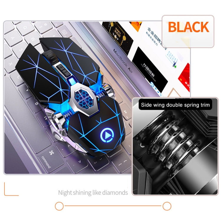 YINDIAO A7 2.4GHz 1600DPI 3-modes Adjustable 7-keys Rechargeable RGB Light Wireless Silent Gaming Mouse (Black) - free shipping - PMC Jewellery - Order now!