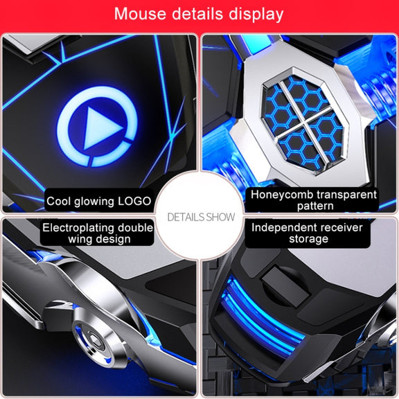 YINDIAO A7 2.4GHz 1600DPI 3-modes Adjustable 7-keys Rechargeable RGB Light Wireless Silent Gaming Mouse (White)