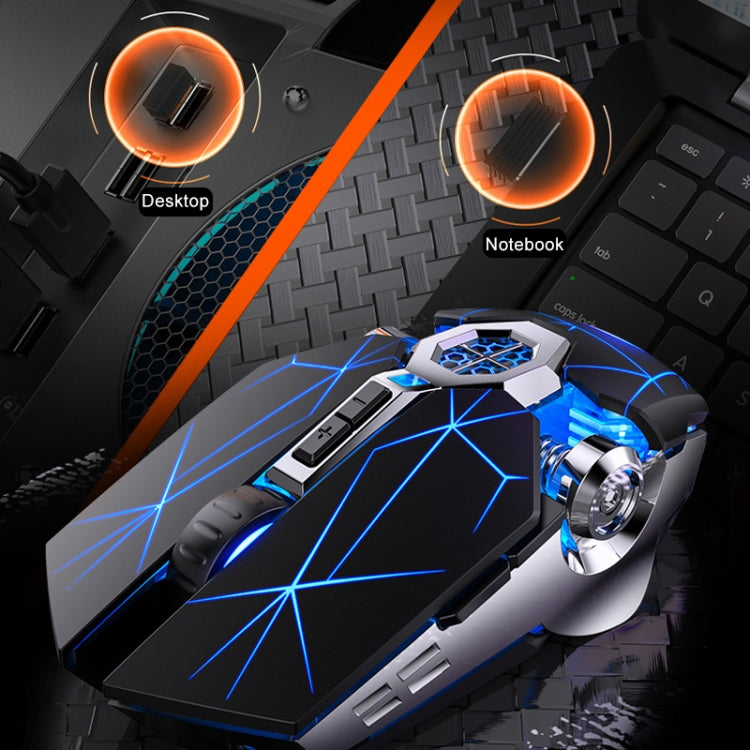 YINDIAO A7 2.4GHz 1600DPI 3-modes Adjustable 7-keys Rechargeable RGB Light Wireless Silent Gaming Mouse (White)