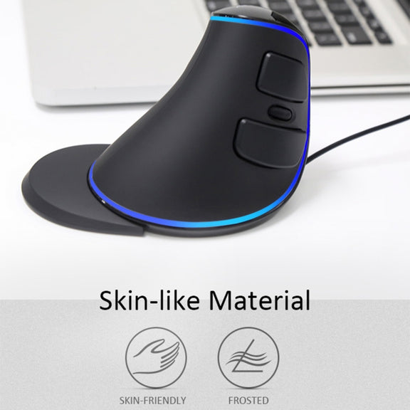 DELUX M618 Plus Wired Blue Version Optical Mouse Ergonomic Vertical Mouse 1600DPI