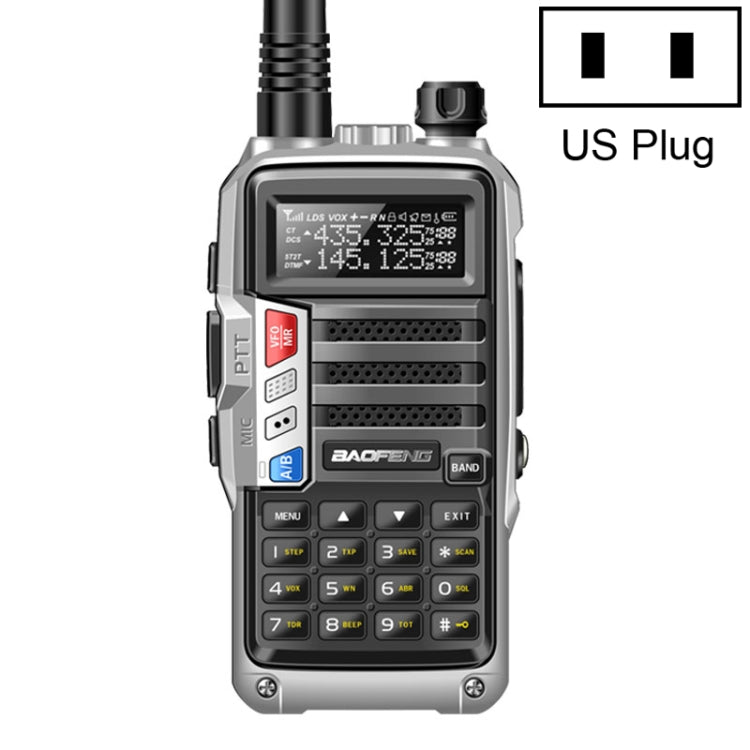 Baofeng BF-UV5R Plus S9 FM Interphone Handheld Walkie Talkie, US Plug (Silver) - free shipping - PMC Jewellery - Order now!