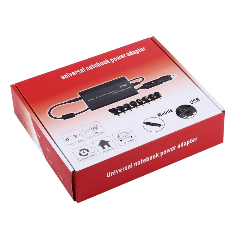 Laptop Notebook Power 100W Universal Charger with Car Charger & AC Power Adapter & 8 Power Adapters & 1 USB Port for Samsung, Sony, Asus, Acer, IBM, HP, DELL, UK Plug - Universal Power Adapter by PMC TechLife | Online Shopping South Africa | PMC TechLife | Buy Now Pay Later Mobicred