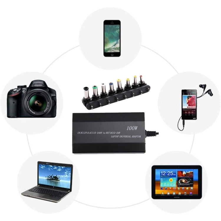 Laptop Notebook Power 100W Universal Charger with Car Charger & AC Power Adapter & 8 Power Adapters & 1 USB Port for Samsung, Sony, Asus, Acer, IBM, HP, DELL, UK Plug - Universal Power Adapter by PMC TechLife | Online Shopping South Africa | PMC TechLife | Buy Now Pay Later Mobicred