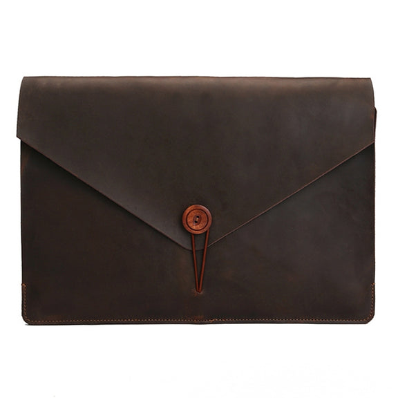 Universal Genuine Leather Business Laptop Tablet Bag, For 12 inch and Below Macbook, Samsung, Lenovo, Sony, DELL Alienware, CHUWI, ASUS, HP(Coffee)