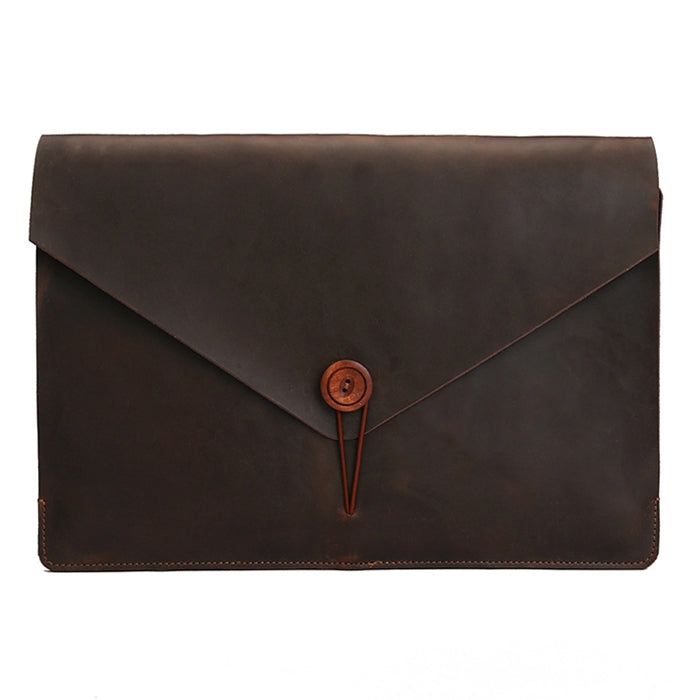 Universal Genuine Leather Business Laptop Tablet Bag, For 12 inch and Below Macbook, Samsung, Lenovo, Sony, DELL Alienware, CHUWI, ASUS, HP(Coffee)