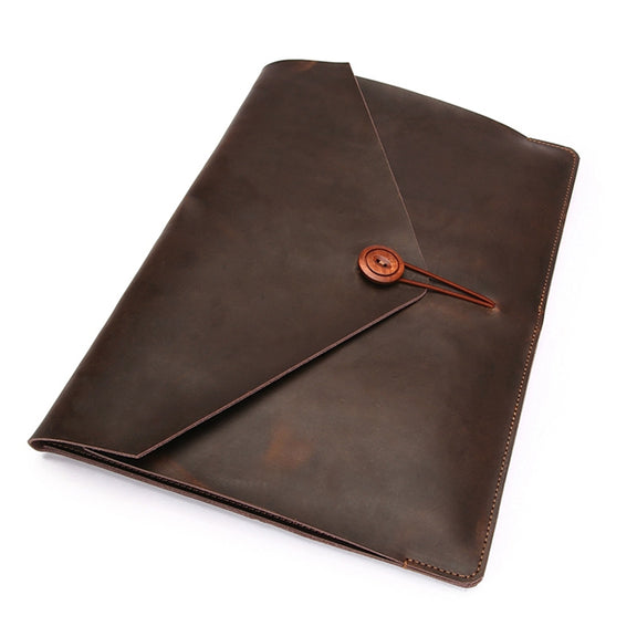 Universal Genuine Leather Business Laptop Tablet Bag, For 12 inch and Below Macbook, Samsung, Lenovo, Sony, DELL Alienware, CHUWI, ASUS, HP(Coffee)