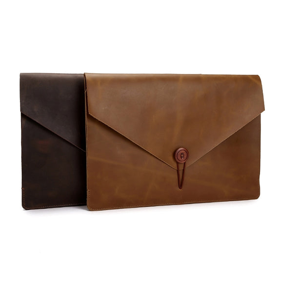Universal Genuine Leather Business Laptop Tablet Bag, For 12 inch and Below Macbook, Samsung, Lenovo, Sony, DELL Alienware, CHUWI, ASUS, HP(Coffee)