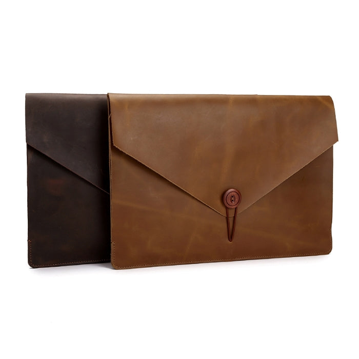 Universal Genuine Leather Business Laptop Tablet Bag, For 12 inch and Below Macbook, Samsung, Lenovo, Sony, DELL Alienware, CHUWI, ASUS, HP(Coffee)