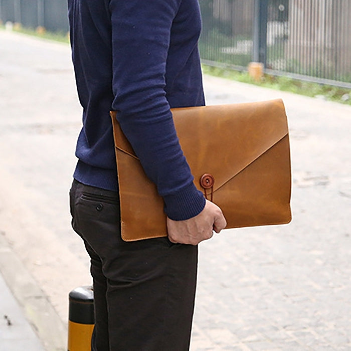 Universal Genuine Leather Business Laptop Tablet Bag, For 13.3 inch and Below Macbook, Samsung, Lenovo, Sony, DELL Alienware, CHUWI, ASUS, HP(Yellow)