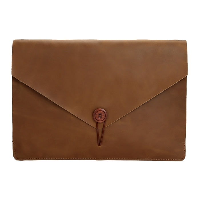 Universal Genuine Leather Business Laptop Tablet Bag, For 15.4 inch and Below Macbook, Samsung, Lenovo, Sony, DELL Alienware, CHUWI, ASUS, HP(Yellow) - 15 inch by PMC TechLife | Online Shopping South Africa | PMC TechLife | Buy Now Pay Later Mobicred