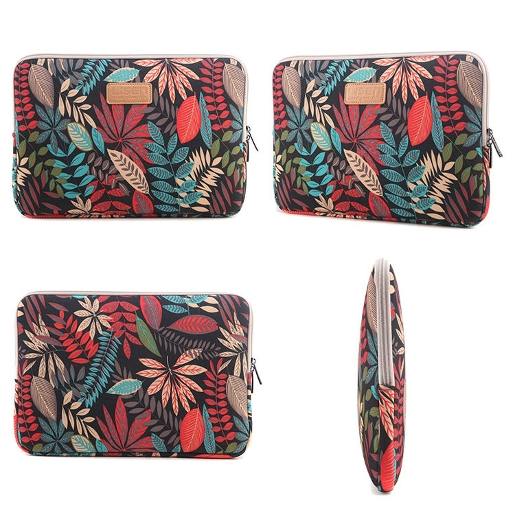 Lisen 12 inch Sleeve Case Colorful Leaves Zipper Briefcase Carrying Bag for iPad, Macbook, Samsung, Lenovo, Sony, DELL Alienware, CHUWI, ASUS, HP, 12 inch and Below Laptops / Tablets(Black)