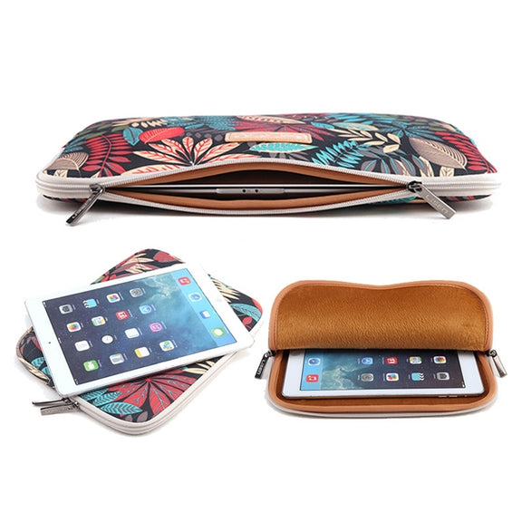 Lisen 12 inch Sleeve Case Colorful Leaves Zipper Briefcase Carrying Bag for iPad, Macbook, Samsung, Lenovo, Sony, DELL Alienware, CHUWI, ASUS, HP, 12 inch and Below Laptops / Tablets(Black)