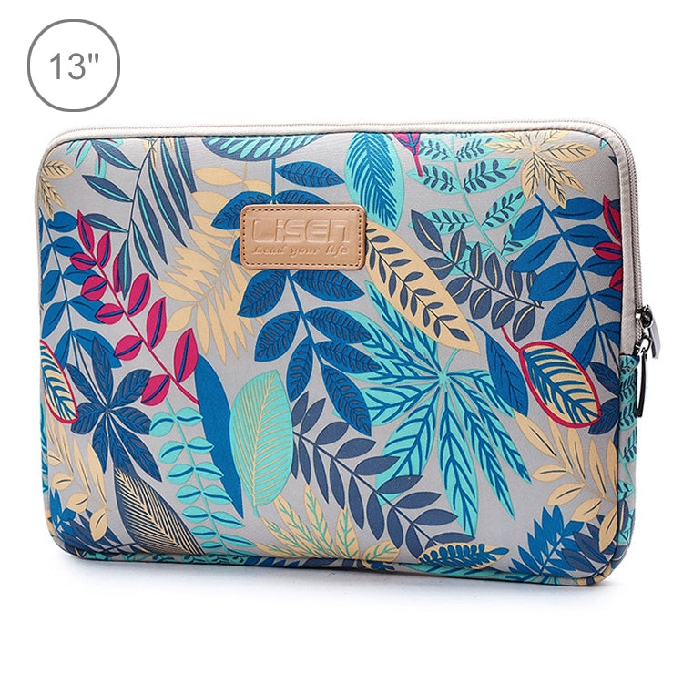 Lisen 13 inch Sleeve Case Colorful Leaves Zipper Briefcase Carrying Bag for Macbook, Samsung, Lenovo, Sony, DELL Alienware, CHUWI, ASUS, HP, 13 inch and Below Laptops(Grey) - 13.3 inch by PMC Jewellery | Online Shopping South Africa | PMC Jewellery | Buy Now Pay Later Mobicred