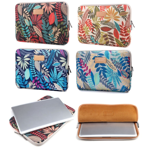 Lisen 14 inch Sleeve Case Colorful Leaves Zipper Briefcase Carrying Bag for Macbook, Samsung, Lenovo, Sony, DELL Alienware, CHUWI, ASUS, HP, 14 inch and Below Laptops(White)