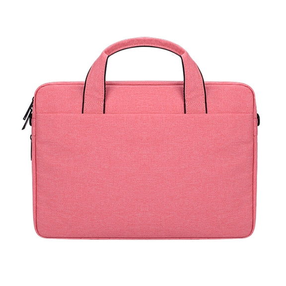 DJ06 Oxford Cloth Water-resistant Wear-resistant Portable Expandable Laptop Bag for 15.6 inch Laptops, with Detachable Shoulder Strap(Pink)