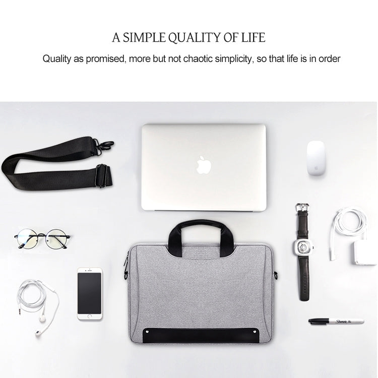 DJ08 Oxford Cloth Water-resistant Wear-resistant Laptop Bag for 15.4 inch Laptops, with Concealed Handle & Luggage Tie Rod & Adjustable Shoulder Strap (Grey)
